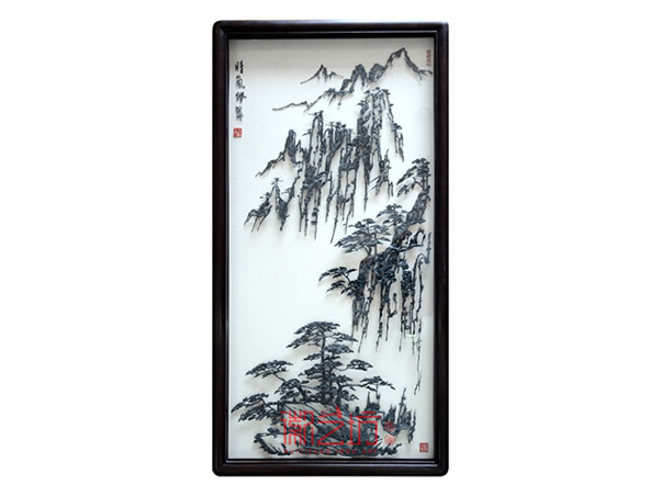 黃山奇松怪石風景水墨鐵畫李強作品
