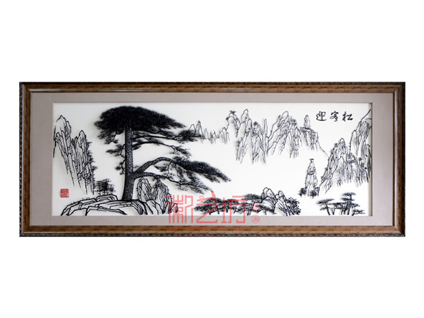 迎客松大幅蕪湖鐵畫辦公室大廳背景
