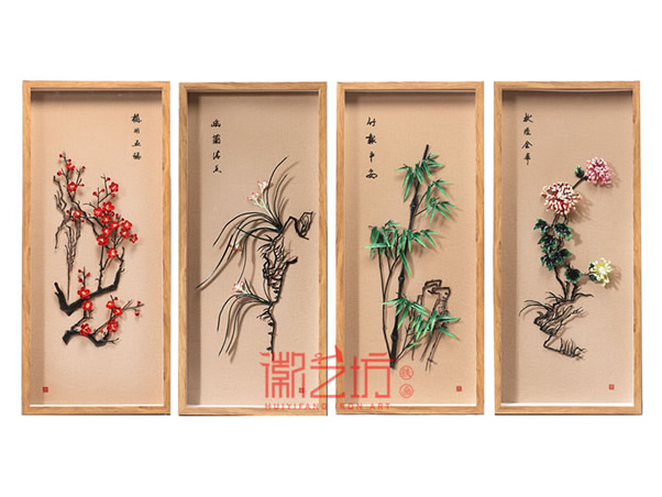 梅蘭竹菊四君子彩色鐵畫